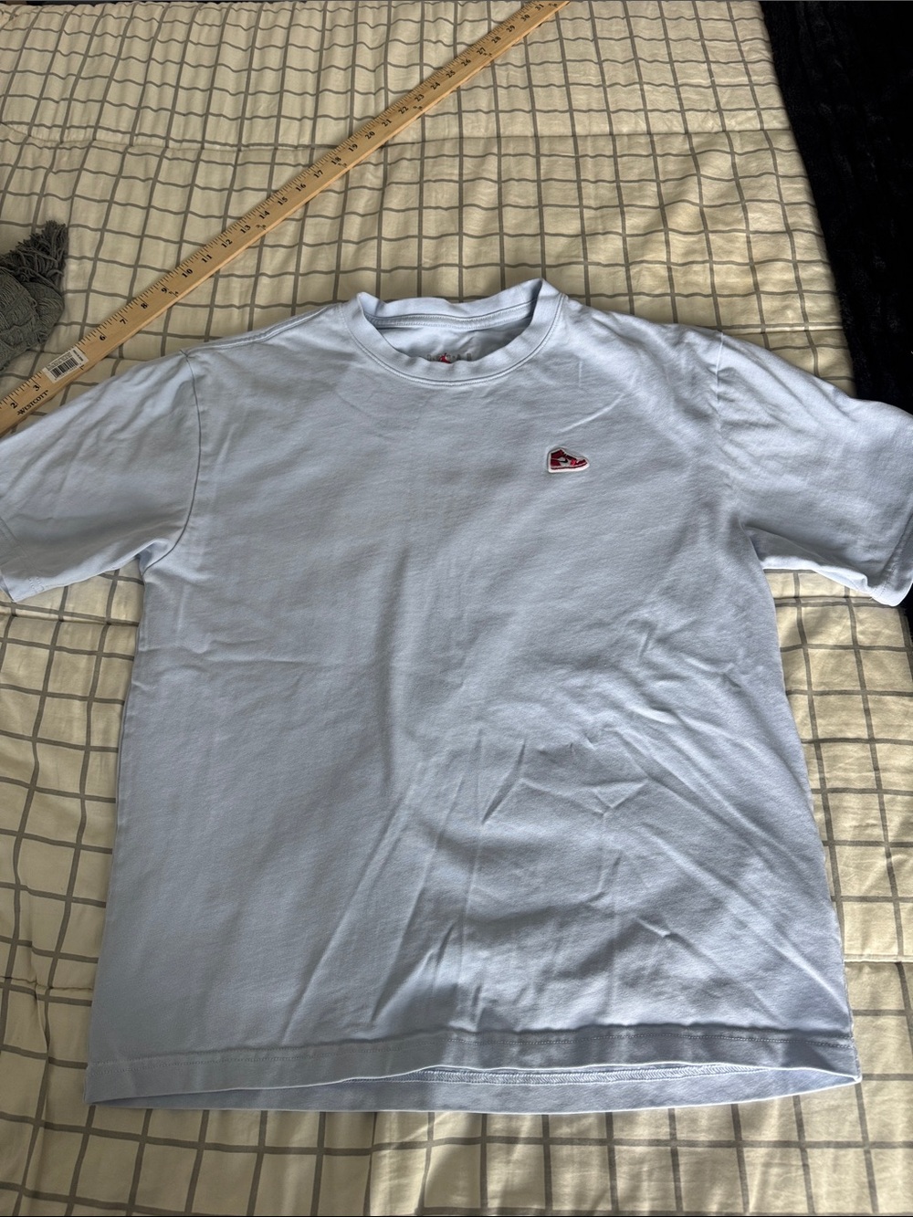 Jordan Light Blue Short Sleeve Crewneck T-Shirt with Red Patch